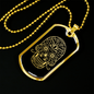 Calavera Mexican Sugar Skull 186 Necklace Stainless Steel or 18k Gold Dog Tag 24" Chain-Express Your Love Gifts