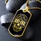 Calavera Mexican Sugar Skull 19 Necklace Stainless Steel or 18k Gold Dog Tag 24" Chain-Express Your Love Gifts