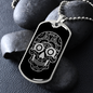 Calavera Mexican Sugar Skull 19 Necklace Stainless Steel or 18k Gold Dog Tag 24" Chain-Express Your Love Gifts