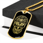 Calavera Mexican Sugar Skull 2 Necklace Stainless Steel or 18k Gold Dog Tag 24" Chain-Express Your Love Gifts