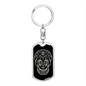 Calavera Mexican Sugar Skull 20 Keychain Stainless Steel or 18k Gold Dog Tag Keyring-Express Your Love Gifts
