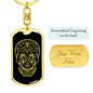 Calavera Mexican Sugar Skull 20 Keychain Stainless Steel or 18k Gold Dog Tag Keyring-Express Your Love Gifts