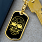 Calavera Mexican Sugar Skull 21 Keychain Stainless Steel or 18k Gold Dog Tag Keyring-Express Your Love Gifts