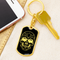 Calavera Mexican Sugar Skull 21 Keychain Stainless Steel or 18k Gold Dog Tag Keyring-Express Your Love Gifts