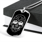 Calavera Mexican Sugar Skull 21 Necklace Stainless Steel or 18k Gold Dog Tag 24" Chain-Express Your Love Gifts