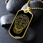 Calavera Mexican Sugar Skull 22 Necklace Stainless Steel or 18k Gold Dog Tag 24" Chain-Express Your Love Gifts
