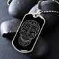 Calavera Mexican Sugar Skull 22 Necklace Stainless Steel or 18k Gold Dog Tag 24" Chain-Express Your Love Gifts