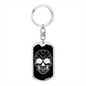 Calavera Mexican Sugar Skull 23 Keychain Stainless Steel or 18k Gold Dog Tag Keyring-Express Your Love Gifts