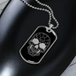 Calavera Mexican Sugar Skull 23 Necklace Stainless Steel or 18k Gold Dog Tag 24" Chain-Express Your Love Gifts