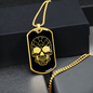 Calavera Mexican Sugar Skull 23 Necklace Stainless Steel or 18k Gold Dog Tag 24" Chain-Express Your Love Gifts
