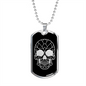 Calavera Mexican Sugar Skull 23 Necklace Stainless Steel or 18k Gold Dog Tag 24" Chain-Express Your Love Gifts