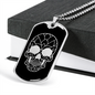 Calavera Mexican Sugar Skull 23 Necklace Stainless Steel or 18k Gold Dog Tag 24" Chain-Express Your Love Gifts