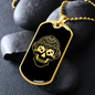 Calavera Mexican Sugar Skull 24 Necklace Stainless Steel or 18k Gold Dog Tag 24" Chain-Express Your Love Gifts