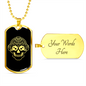 Calavera Mexican Sugar Skull 24 Necklace Stainless Steel or 18k Gold Dog Tag 24" Chain-Express Your Love Gifts