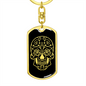 Calavera Mexican Sugar Skull 25 Keychain Stainless Steel or 18k Gold Dog Tag Keyring-Express Your Love Gifts