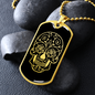 Calavera Mexican Sugar Skull 25 Necklace Stainless Steel or 18k Gold Dog Tag 24" Chain-Express Your Love Gifts