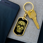 Calavera Mexican Sugar Skull 26 Keychain Stainless Steel or 18k Gold Dog Tag Keyring-Express Your Love Gifts