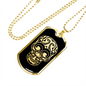 Calavera Mexican Sugar Skull 26 Necklace Stainless Steel or 18k Gold Dog Tag 24" Chain-Express Your Love Gifts