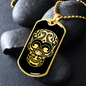 Calavera Mexican Sugar Skull 26 Necklace Stainless Steel or 18k Gold Dog Tag 24" Chain-Express Your Love Gifts