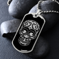 Calavera Mexican Sugar Skull 26 Necklace Stainless Steel or 18k Gold Dog Tag 24" Chain-Express Your Love Gifts