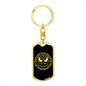 Calavera Mexican Sugar Skull 27 Keychain Stainless Steel or 18k Gold Dog Tag Keyring-Express Your Love Gifts