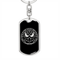 Calavera Mexican Sugar Skull 27 Keychain Stainless Steel or 18k Gold Dog Tag Keyring-Express Your Love Gifts