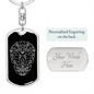 Calavera Mexican Sugar Skull 28 Keychain Stainless Steel or 18k Gold Dog Tag Keyring-Express Your Love Gifts