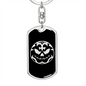 Calavera Mexican Sugar Skull 29 Keychain Stainless Steel or 18k Gold Dog Tag Keyring-Express Your Love Gifts