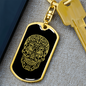 Calavera Mexican Sugar Skull 3 Keychain Stainless Steel or 18k Gold Dog Tag Keyring-Express Your Love Gifts