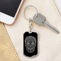 Calavera Mexican Sugar Skull 3 Keychain Stainless Steel or 18k Gold Dog Tag Keyring-Express Your Love Gifts