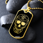 Calavera Mexican Sugar Skull 3 Necklace Stainless Steel or 18k Gold Dog Tag 24" Chain-Express Your Love Gifts