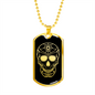 Calavera Mexican Sugar Skull 3 Necklace Stainless Steel or 18k Gold Dog Tag 24" Chain-Express Your Love Gifts
