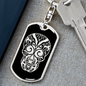 Calavera Mexican Sugar Skull 30 Keychain Stainless Steel or 18k Gold Dog Tag Keyring-Express Your Love Gifts