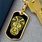 Calavera Mexican Sugar Skull 30 Keychain Stainless Steel or 18k Gold Dog Tag Keyring-Express Your Love Gifts