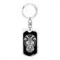 Calavera Mexican Sugar Skull 30 Keychain Stainless Steel or 18k Gold Dog Tag Keyring-Express Your Love Gifts