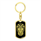 Calavera Mexican Sugar Skull 30 Keychain Stainless Steel or 18k Gold Dog Tag Keyring-Express Your Love Gifts