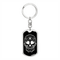 Calavera Mexican Sugar Skull 31 Keychain Stainless Steel or 18k Gold Dog Tag Keyring-Express Your Love Gifts