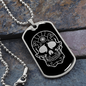 Calavera Mexican Sugar Skull 31 Necklace Stainless Steel or 18k Gold Dog Tag 24" Chain-Express Your Love Gifts