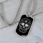 Calavera Mexican Sugar Skull 31 Necklace Stainless Steel or 18k Gold Dog Tag 24" Chain-Express Your Love Gifts