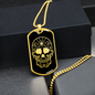 Calavera Mexican Sugar Skull 31 Necklace Stainless Steel or 18k Gold Dog Tag 24" Chain-Express Your Love Gifts