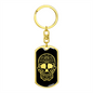 Calavera Mexican Sugar Skull 33 Keychain Stainless Steel or 18k Gold Dog Tag Keyring-Express Your Love Gifts