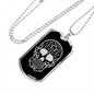 Calavera Mexican Sugar Skull 34 Necklace Stainless Steel or 18k Gold Dog Tag 24" Chain-Express Your Love Gifts