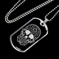 Calavera Mexican Sugar Skull 34 Necklace Stainless Steel or 18k Gold Dog Tag 24" Chain-Express Your Love Gifts