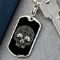 Calavera Mexican Sugar Skull 35 Keychain Stainless Steel or 18k Gold Dog Tag Keyring-Express Your Love Gifts