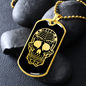 Calavera Mexican Sugar Skull 36 Necklace Stainless Steel or 18k Gold Dog Tag 24" Chain-Express Your Love Gifts