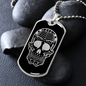 Calavera Mexican Sugar Skull 36 Necklace Stainless Steel or 18k Gold Dog Tag 24" Chain-Express Your Love Gifts