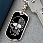 Calavera Mexican Sugar Skull 37 Keychain Stainless Steel or 18k Gold Dog Tag Keyring-Express Your Love Gifts