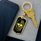 Calavera Mexican Sugar Skull 37 Keychain Stainless Steel or 18k Gold Dog Tag Keyring-Express Your Love Gifts