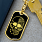 Calavera Mexican Sugar Skull 37 Keychain Stainless Steel or 18k Gold Dog Tag Keyring-Express Your Love Gifts