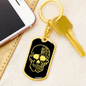Calavera Mexican Sugar Skull 37 Keychain Stainless Steel or 18k Gold Dog Tag Keyring-Express Your Love Gifts
